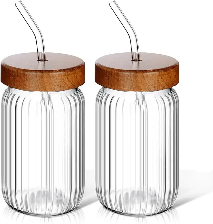 "COME BACK" Special Discounts!!2 Pack Wide Mouth Mason Jars 24oz Drinking Glasses Mason Jar Cups with Bamboo Lids Black Silicone Sleeve Covers and Bla