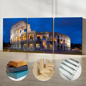 3 Piece Set Wooden Framed Canvas Poster, The Colosseum In Rome, Modern Art, Gladiatorial Arena, European Architecture, Italian Tourist Attractions, Home Decor, Art Print, Wall Art for Living Room, Bedroom, Office, Hallway, Ideal Gift For Friends.