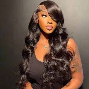 Dachic Hair 13x6 HD Transparent Lace Front Wigs Natural Black Body Wave Wig 180% Density 99J Burgundy Pre Plucked Brazilian Hair 613 Blonde Color Human Hair P4/27 Highlight Body Wave Wig Hot Red Color Wigs for Women