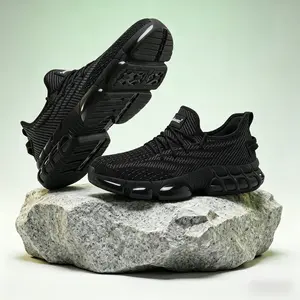 Men's Puncture-Resistant Steel Toe Work Shoes, Cushioned Air Sole Non-Slip Footwear, Mesh Walking Shoes for Industrial Jobs, Nail-Protective Safety Footwear