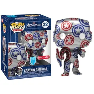 Funko Pop! Captain America White, The Avengers, Art Series, No Stack 32 - Target Exclusive Vinyl Figure in PopShield Protector