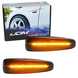 iJDMTOY Smoked Lens Amber Full LED Front Side Marker Lights For Mitsubishi Lancer Evo X Mirage Outlander Sport, Powered by 36-SMD LED