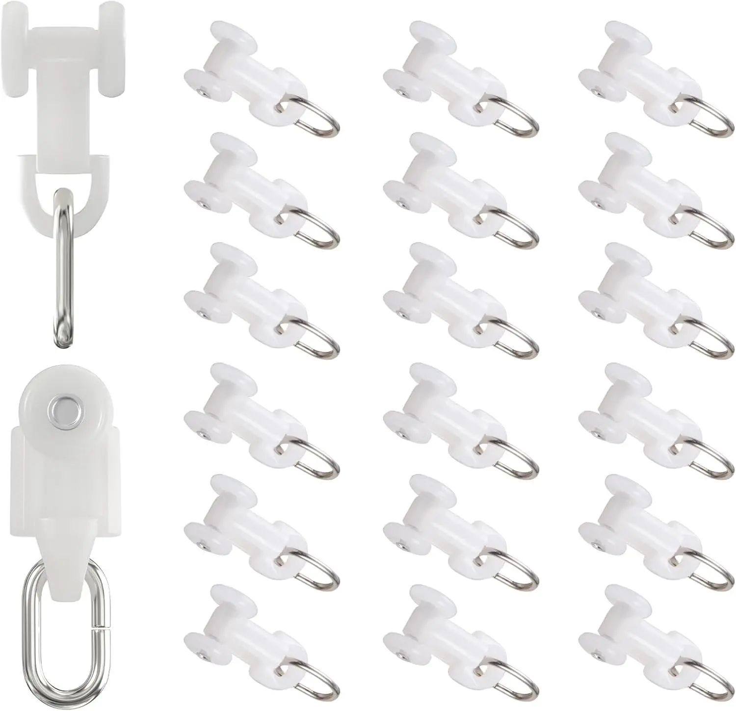 20 PCS Curtain Track Rollers Sliders for Ceiling/Wall Mount Curtain Tracks with Mute Wheel Pulleys for Rails