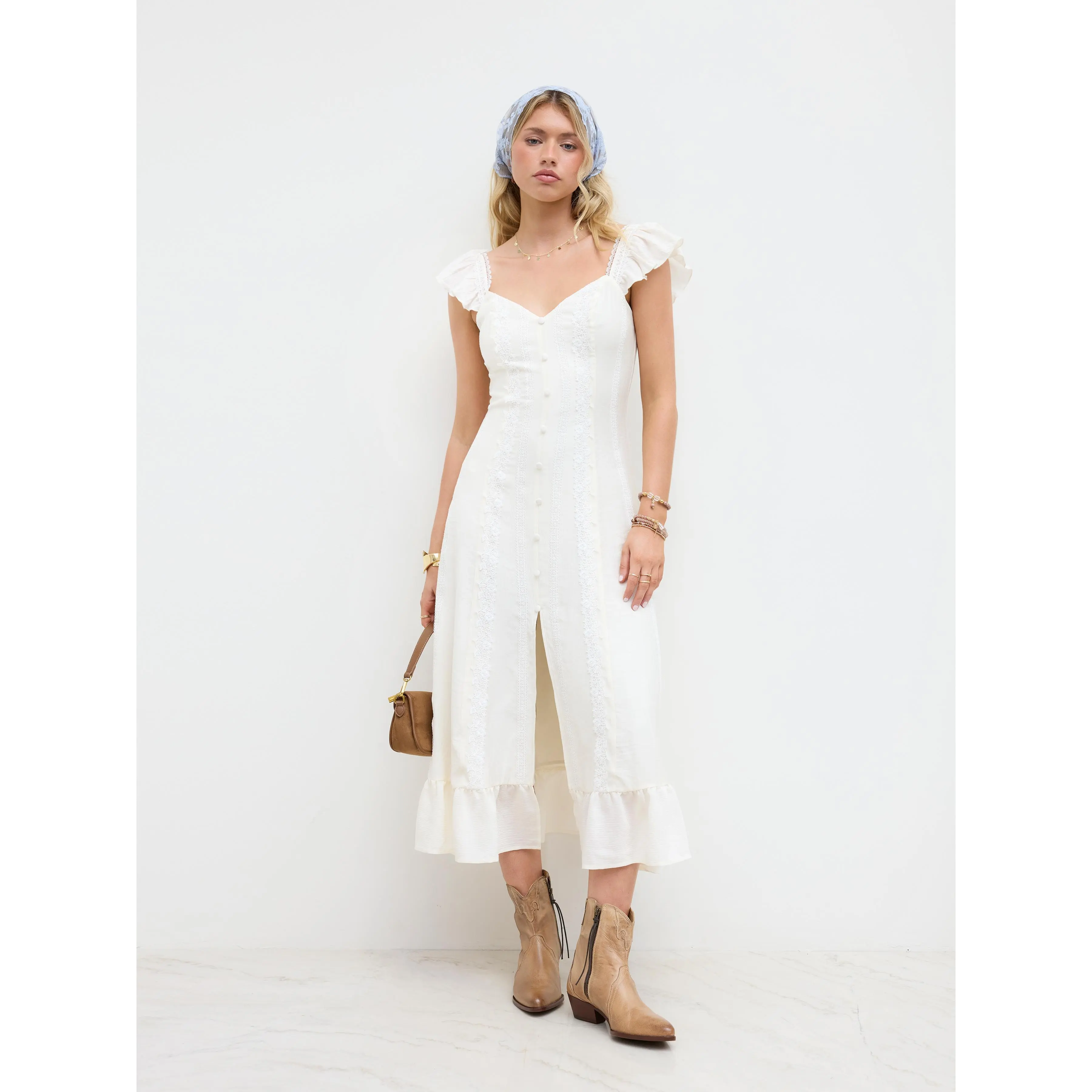 Cider Sweetheart Neckline Applique Split Ruffle Hem Midi Dress - TikTok Shop Cider Sweetheart Neckline Applique Split Ruffle Hem Midi Dress - TikTok Shop