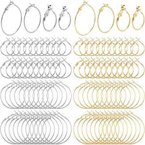 96 count Hoop Earrings Finding,  Alloy Round Earring Hoops for  Making, Open Beading DIY Earrings Craft Art Accessories