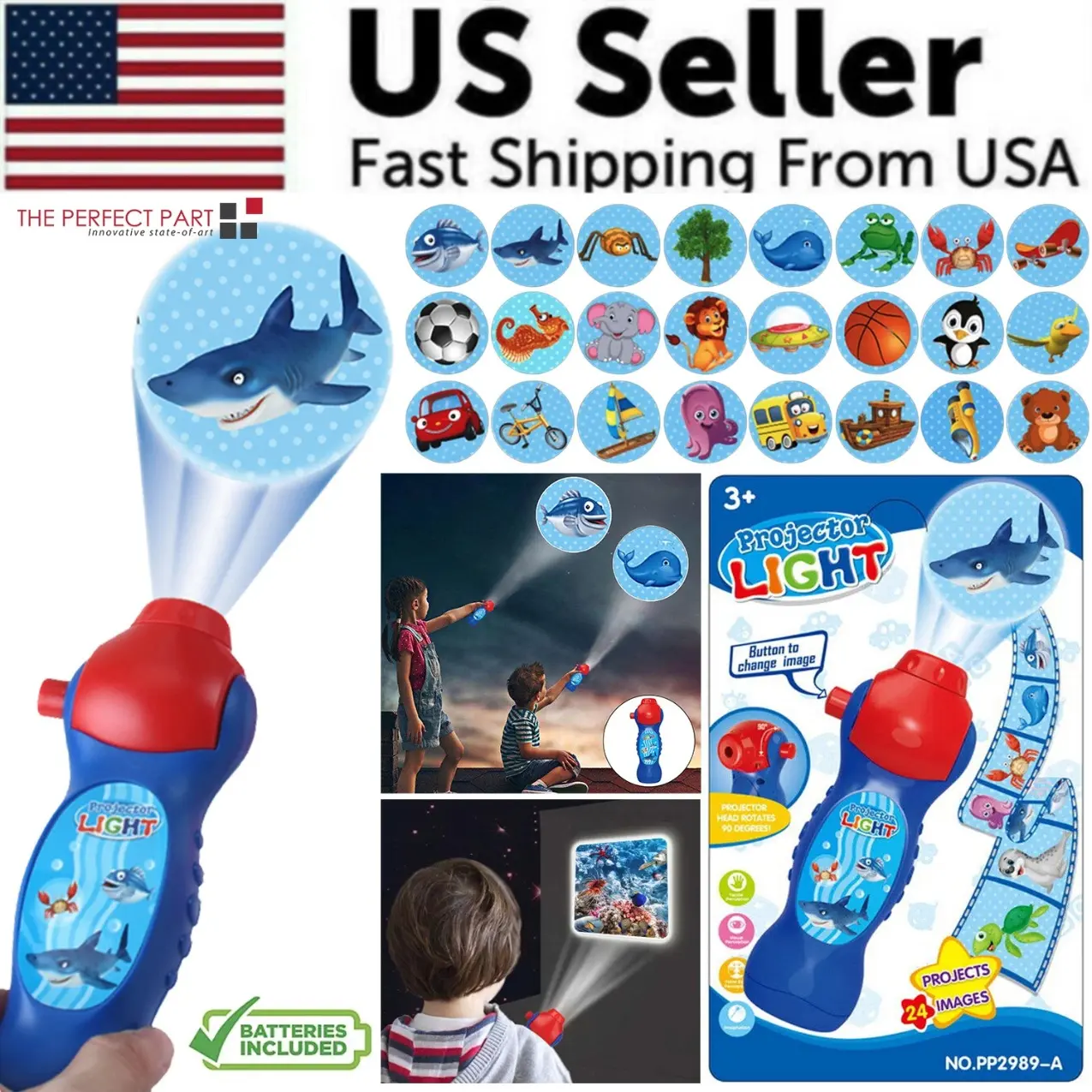 Kids Learning Toy, Animal Projection Flashlight with 24 Picture Patterns, Educational Story Projector for Boys and Girls Ages 3 Years and Up | bedtime toy, toddler learning toy, educational projector, animal learning toy, early learning toy