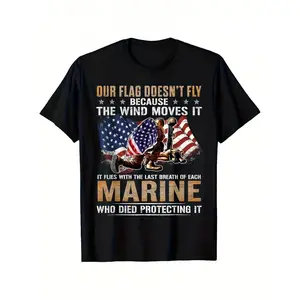 Patriotic American Flag Marine Graphic T-Shirt & Hoodie Men's Veteran Memorial Day Military Hero Short Sleeve Tee Retro USA Pride Apparel Breathable Fabric Unisex Fit