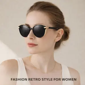 Unisex Simple Cool Style Polarized Cat Eye Sunglasses Al-Mg Alloy Frame Trendy Casual UV400 Protection Anti-Glare Fashion Shades for Daily Driving & Everyday Use