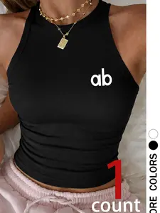 Women's Sexy Sleeveless Round Neck Print Crop Top, Casual Summer Fashion, Perfect for Daily Wear & Outdoor Activities, Stylish Women's Clothing
