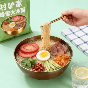 Village Donkey Family Cold Noodles 365g - Sweet & Sour Korean Style Noodles, Authentic Northeast Flavor, Short Shelf Life for Freshness