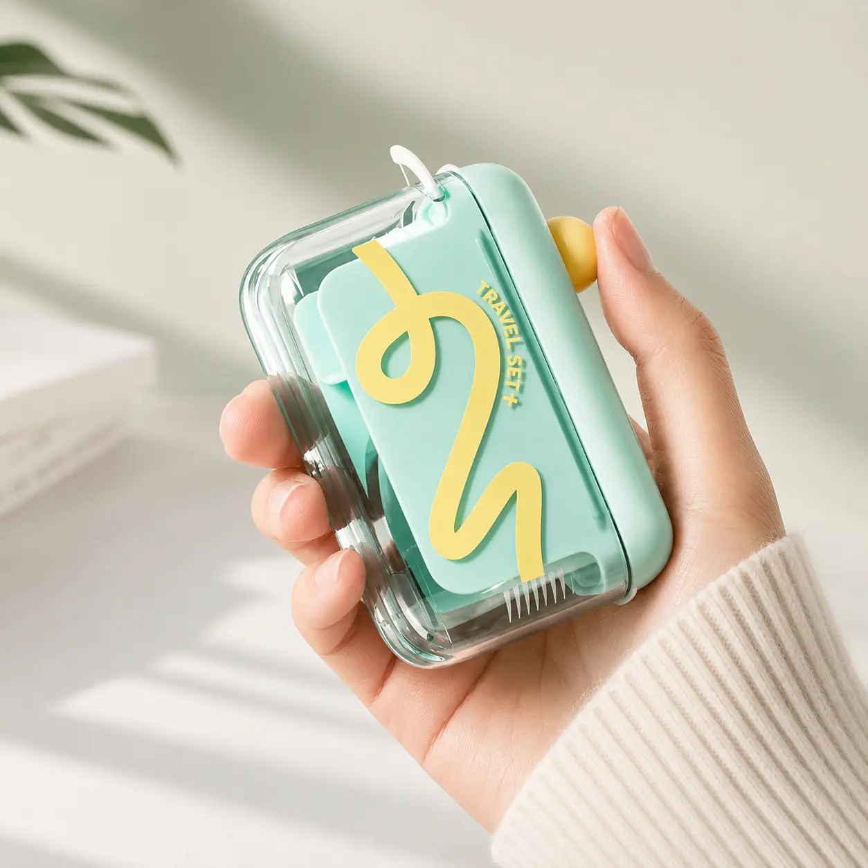 Portable Dental Floss Pick Dispenser Case, Compact Travel Floss Holder with Dustproof Cover, Refillable One-Press Storage Box for Home, Office and On-the-Go Use