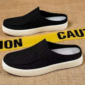Men's & Women's Backless Canvas Mule Footwear - Breathable Knit Loafers, Lightweight Comfort Slippers, Casual Everyday Walking Shoes