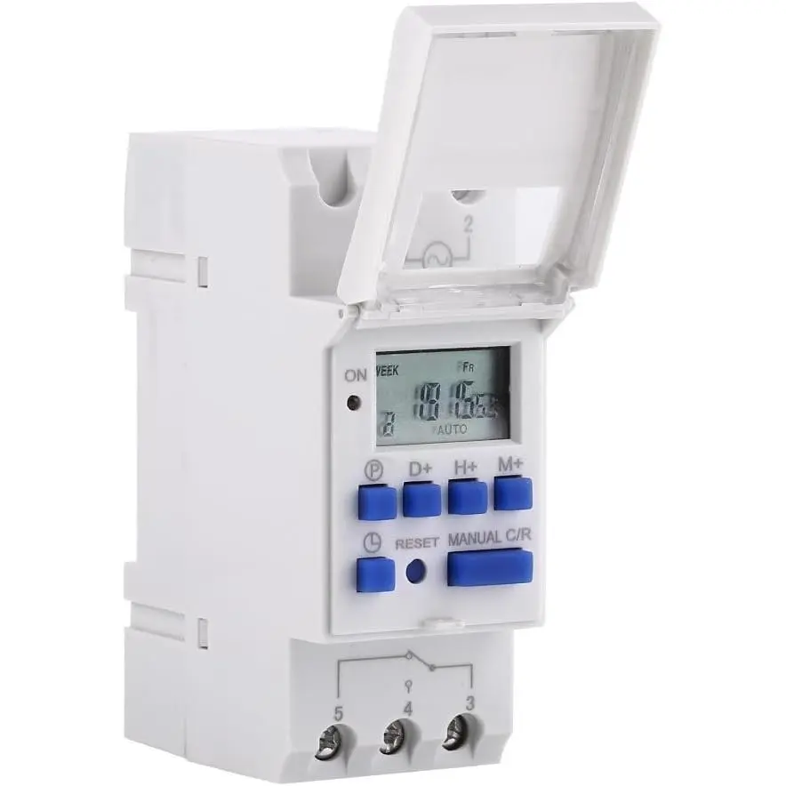 7 Day Programmable Timer Relay Digital Timer Switch Heavy Duty THC15A16 On Off for Controlling Street Lamps Neon Lamps Production Equipment, DIN Rail(not Included) (AC/DC24V)