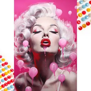 5D DIY Full Drill Round Diamond Painting - Diamond Art Set Pink Balloon Mosaic, Canvas - DIY Decorative Painting, Home Wall Decor, Suitable for Halloween and Christmas, Birthday and Anniversary Gifts.