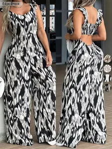 New Women's Romper Dress, Strapless Striped Romper Wide Shoulder Straps Flared Leg Casual Vacation Style Slimming One-Piece