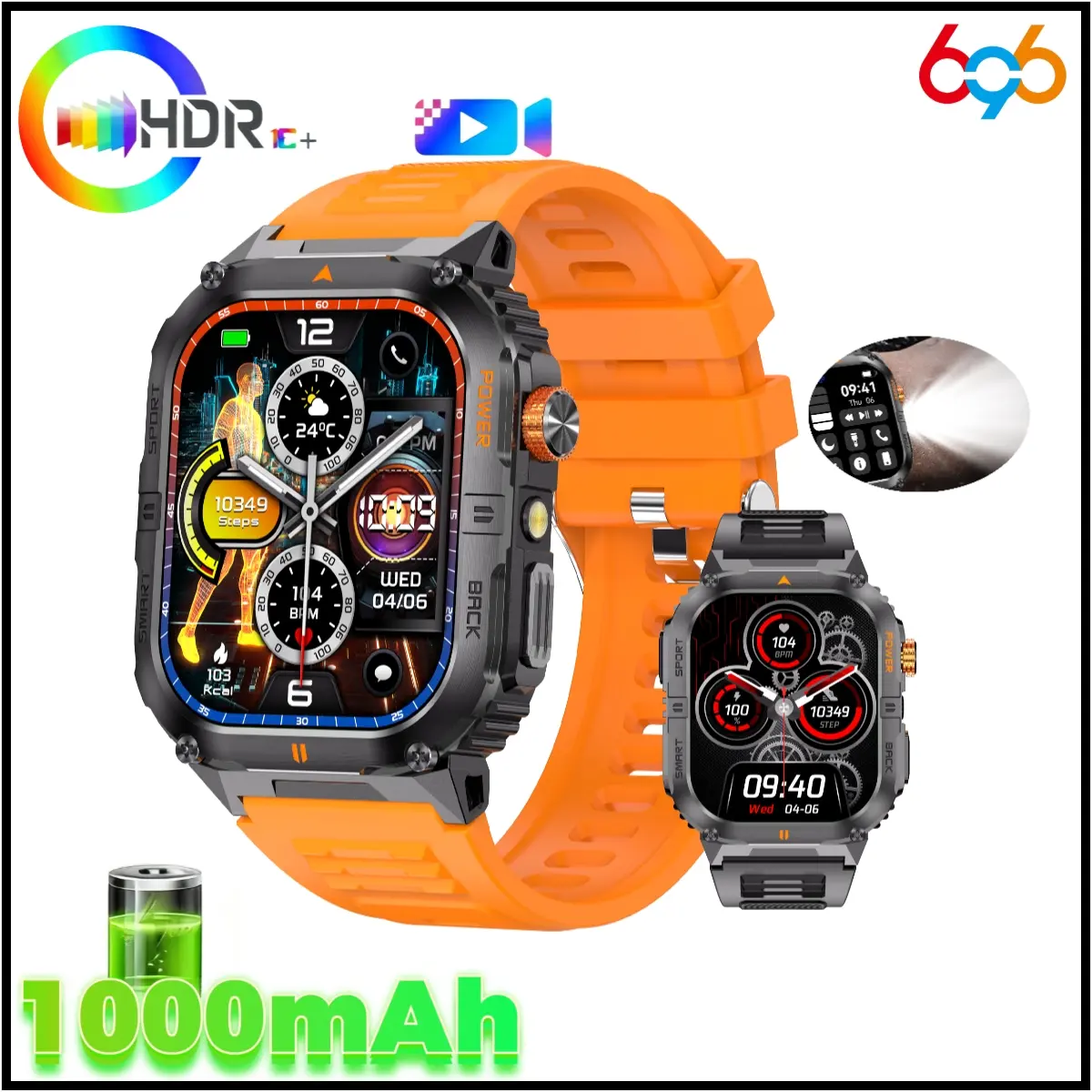 New Smartwatch, 1000mah Large Battery, 25 Days Working Time, Sleep Monitoring, Multiple Alerts, Sports Smart Watch, Fitness Smart Watches, Smartwatch For Fitness, Zinc Alloy Case, Liquid Silicone Strap, Android Smart Watch, Waterproof Smart Watch