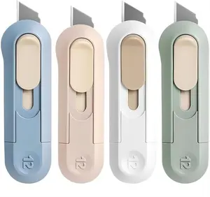 4pcs Utility Knife ，SK5 Retractable Blade Duty Box Cutter Letter Opener, Razor Sharp Cartons Cardboard Cutter Knife Perfect for Paper, Sewing, Craft, Home and Office, Blue,green,pink,white