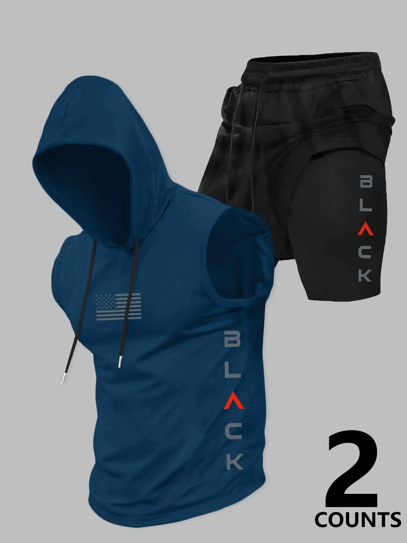 Men's Hooded Sleeveless Vest and Shorts Set, Casual Summer Breathable with Moderate Fabric Thickness, Knit, Fitted Athletic Style for Every Day, Activewear Sportswear, Exercise Clothing Set, Streetwear Tracksuit Set, Athleisure Summer Clothes