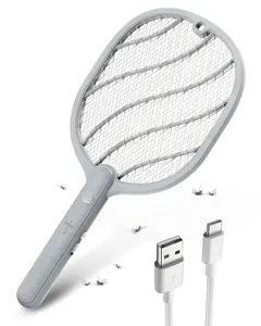 Electric Fly Swatter, 3800V Handheld Bug Zapper Racket, Type-C Rechargeable, Mosquito Zapper for Indoor Outdoor, 3-Layer Safety Mesh, Easy to Use, Lightweight (Basic 1 Pack)