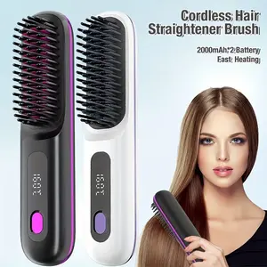 Chic Portable Hair Straightener Comb - USB Charging & 3D Stereo Teeth | Long-Lasting Styling & Multi-Gear Adjustment | Perfect Gift for Her Hair Straightening Comb