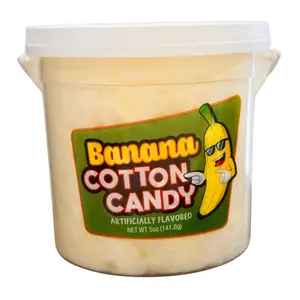 Banana Cotton Candy – Sweet Carnival Treat, Fluffy & Airy Snack, Perfect for Kids & Adults, 5 oz Bucket with Handle, Great for Parties, On-the-Go Snacking & Fun Desserts - 5 Ounce