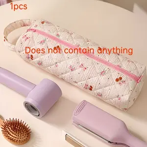 Hair Tool Storage Bag with Zipper and Cherry Bow, Dustproof Case for Hair Dryer, Curling Iron, Straightener, Ideal Gift, Durable Travel Pouch