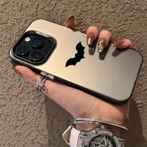 Black Bat  Pattern Case for IPhone 16 15 14 Pro Max 13 12 11 XR XS Plus Shockproof Anti-Scratch Durable PC Back Protective Cover Gifts for Women Men Girls Boys