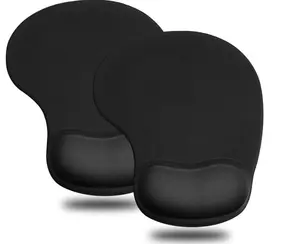 JIKIOU Mouse Pad, 2 Pack Ergonomic Mouse Pads with Comfortable Gel Wrist Rest Support and Smooth Cloth, Non-Slip PU Base for Easy Typing Pain Relief Durable and Easy to Clean Small Black