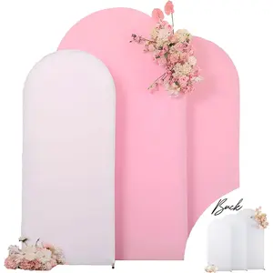 Pink and White Arch Backdrop Covers 7.2FT 6.6FT 6FT Baby Shower Wedding Photo Bridal Shower Birthday Arch Covers Stretchy Backdrop Set of 3 Spandex