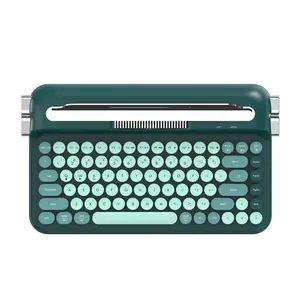 AJAZZ AF84 Wireless Thin Film Portable Keyboard Dual Mode 2.4G Bluetooth Retro Punk Typewriter Female Office Keyboard ABS Material Code Word Office Artifact Circular Keycap Supports Multiple Systems Suitable for Office and Gaming No battery