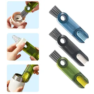 3-in-1  Lid Gap Cleaning Brush Set Multifunctional Silicone Brush for Coffee Tea Milk Bottles Home Kitchen Crevice Tools 3PC cup cleaner