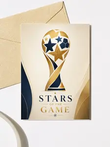 Stars of the Game Football Card, Luxury Soccer Trophy Greeting Card for Sports Fans