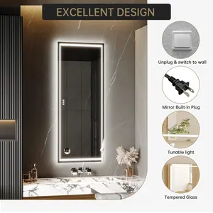 Modern LED Bathroom Mirror - Premium Wall-Mounted Vanity Mirror with Dimmable Front & Back Light, Anti-Fog, 3X Magnifier, Memory Function, Horizontal/Vertical Mount