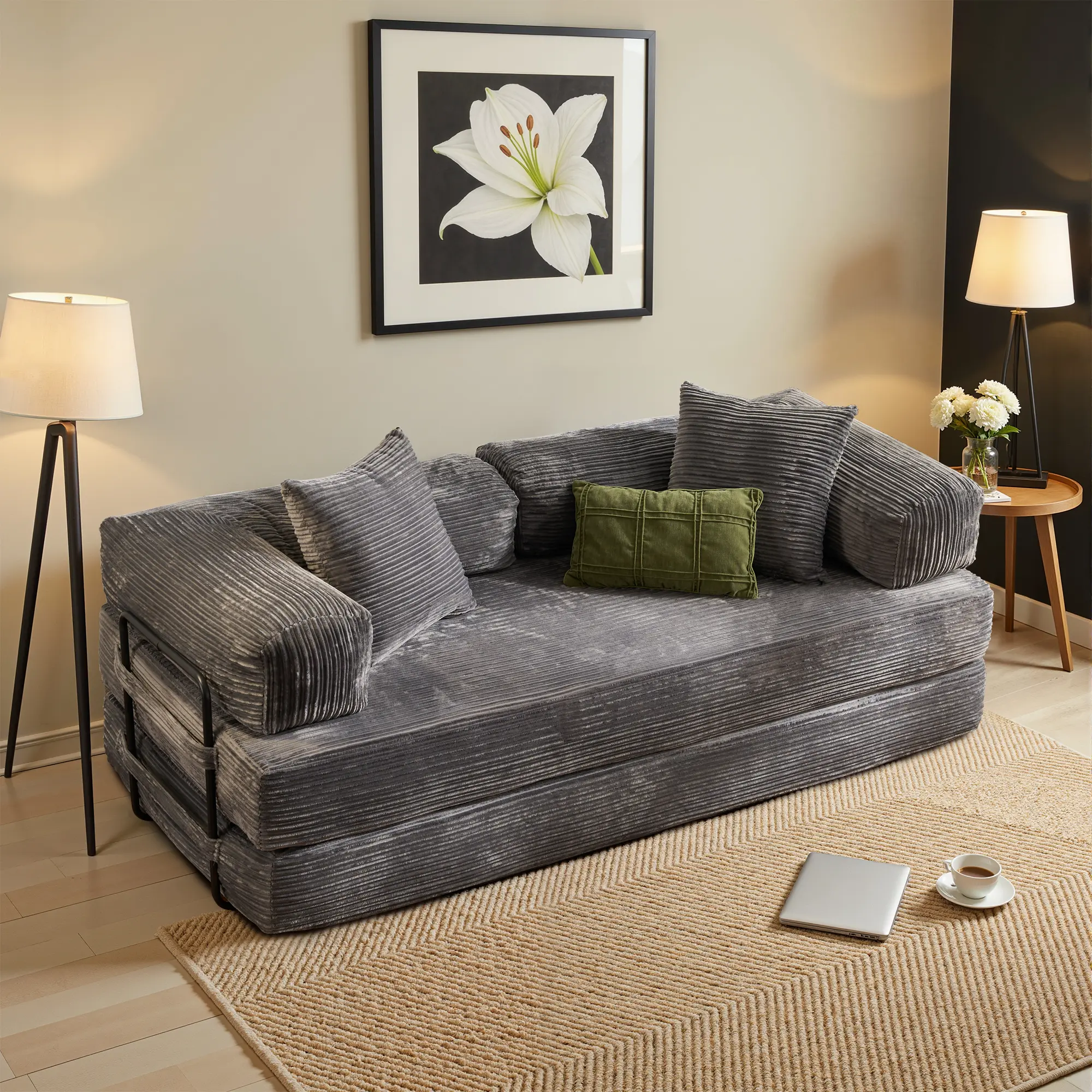 81"Convertible sofa -grey