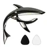 RRAYIA Zinc Alloy Unique Shape Guitar Capo - Clamp Area Accessory with 2 Picks, Clean Dampening, Sustain Boost, Soft Silicon Teeth, Fret Buzz Free, Durable Grip for Acoustic, Electric, Classical Guitars, Banjouke to Fretless Bass, Musician Gift
