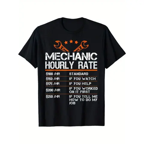 Summer t Shirts Funny Mechanic Hourly Rate Auto Repair Mechanic Labor Rates T-Shirt