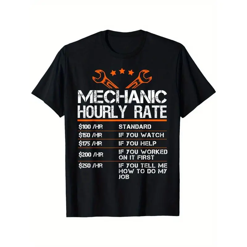 Summer t Shirts Funny Mechanic Hourly Rate Auto Repair Mechanic Labor Rates T-Shirt