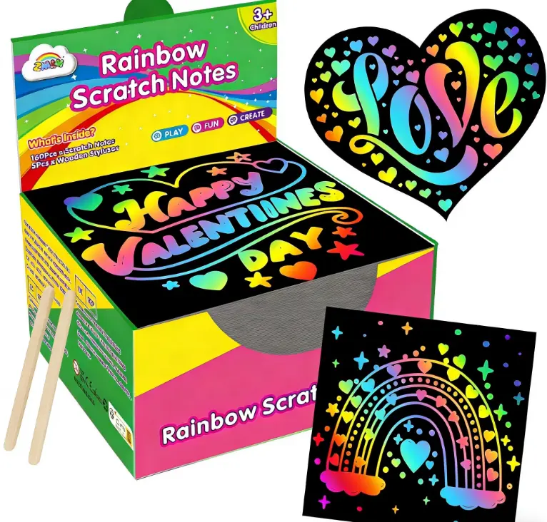 Rainbow Scratch Paper for Kids Classroom Art Stocking Stuffers Notes 100 | Crafts,Back to School Supplies for Girls Boys Teens 4-12 Year Old,Party Activities Favors Toys Games,Easter Basket Stuffers