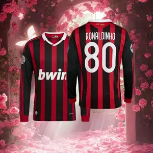 Retro Ronaldinho Home and Away Long Sleeve Soccer Jersey 10# Ronaldinho Football Jersey Fans Version