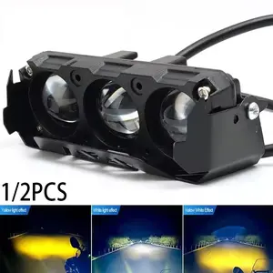 Car Work LIghts Motorcycle LED Dual Color Mini Lens Headlight Driving Light Fog Lamps Motorcycle Headlights SUV UTV Spotlight