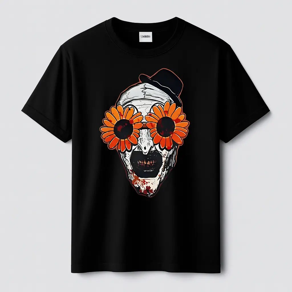 Women's Graphic T-Shirt, Art the Clown Terrifier 2 Design | 100% Cotton Regular Fit Crewneck for Horror Movie Fans | Made in US, Tops, Casual, Xxl, Crew Neck, Shortsleeve, Tshirt, 3Xl, Ultra-Soft, Round Neck, Do Not Bleach, Short Sleeves, Ultra-Comfortabl