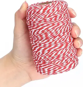 Red and White Twine, Christmas Twine String, 656 Feet Cotton Baker's Twine Cotton Cord Crafts Gift Twine String for Crafts, Gift Wrapping, Party, Baking and Holiday