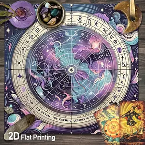 Mystical Astrology Tarot Card Tablecloth 12 Constellations Altar Cloth Decor Zodiac Symbols Cards Pads Square Tablecloth Starry Nebula Designs Gaming Tapestry Wall Hanging for Spread Divination Witchcraft Magic Supplies