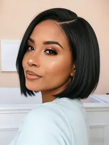 13x4 Lace Front Wig 180% Density Human Hair, Straight Plucked for Women, 10 Inches Short Bob, Preplucked Wigs, Curly Style, Lace Front Bobs