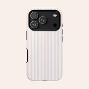 Pink & White Striped Phone Case, Compatible With IPhone 17/16/15/14/13/12/11 Pro Max For iPhone13