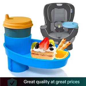 Car Seat Snack Tray, 360° Cup & Travel Tray for Car Seat, Booster, and Road Trip, Car Seat Attachment, Car Interior Accessories