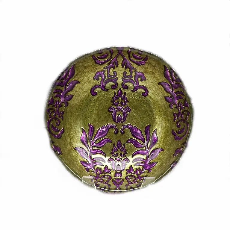 Damask 7.5 in. Green Purple Bowl - Set of 4