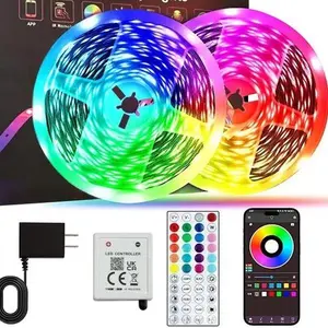 2-Pack 50FT RGB LED Strip Lights – Smart Color Changing LED Light Strips with App & Remote Control, Music Sync, Cuttable & Easy Install for Bedroom, Living Room, Kitchen, Party, Indoor Lighting