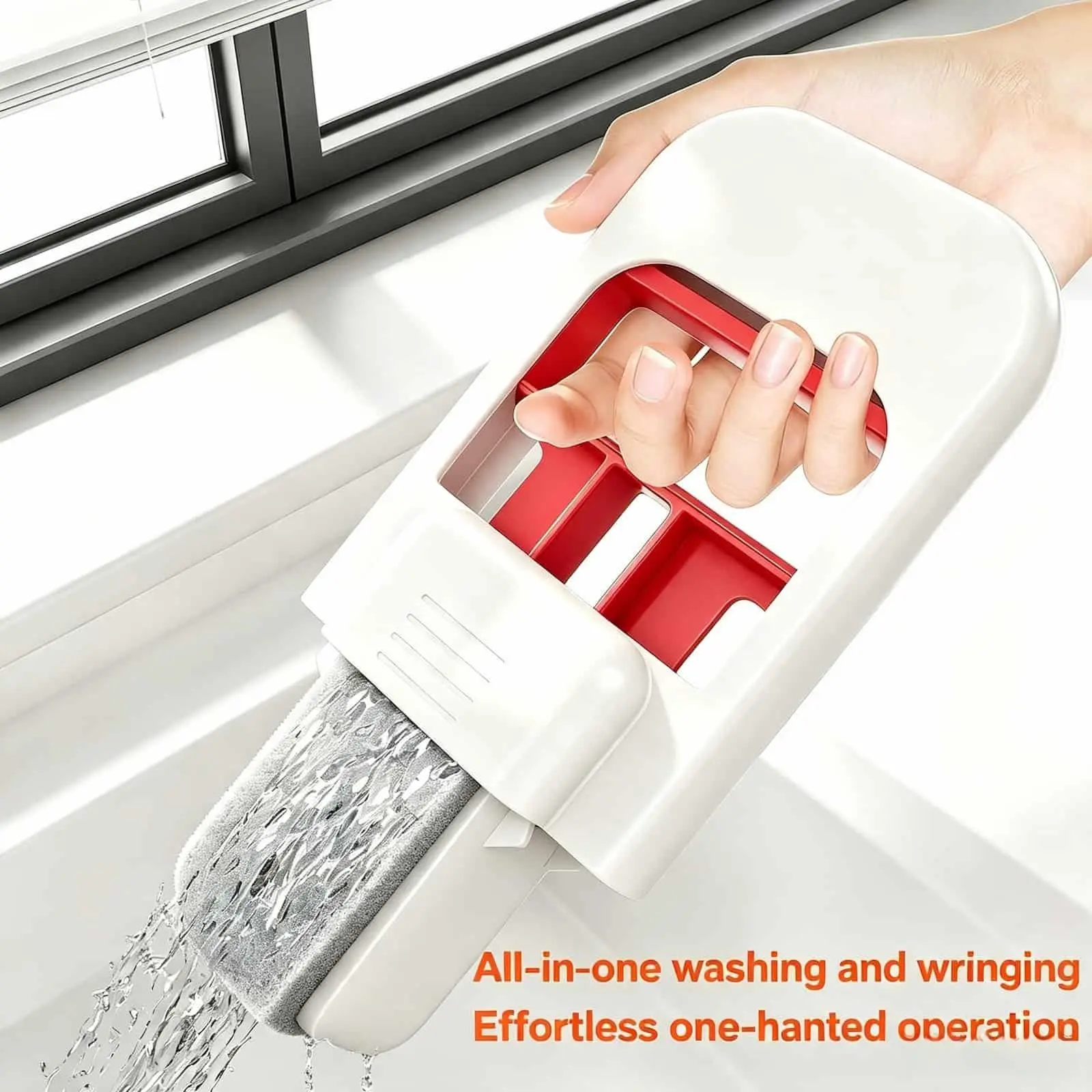 2026 New Mini Mop - Hands-Free Washing, Wet/Dry Dual-Use, Water-Absorbing, Rotatable Head, Mop Bucket Spinner, Scrub Brush, Refill, Sudsy Floor Cleaning Tool for Lazy Users, Microfiber, Stainless Shower Floor Cover bathroom use hard us microfiber chenille