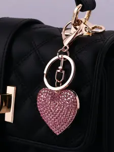 1 Piece Fashion Creative Diamond Encrusted Love Hearts Keychain Pendant Exquisite Couple Bag Car Keychain Pendant